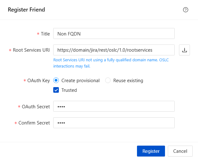 FQDN message at Friend creation