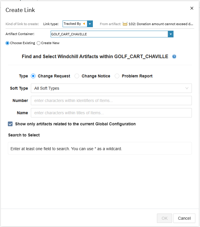 Change Objects Selection Dialog