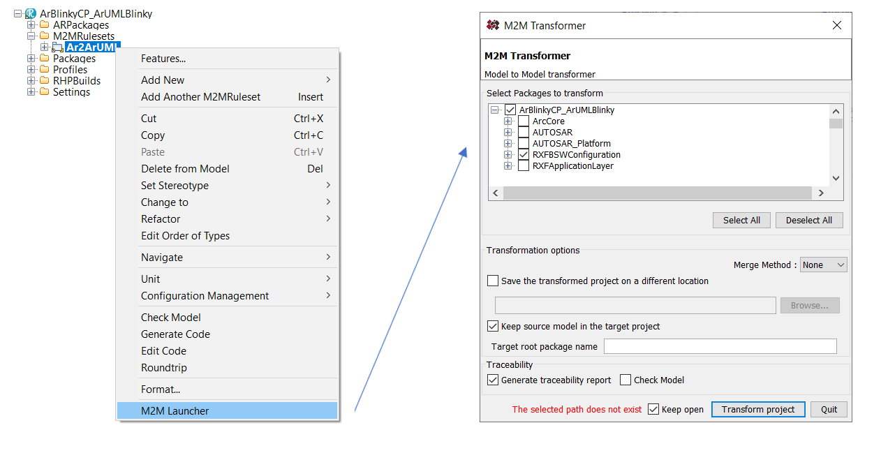 M2M dialog window